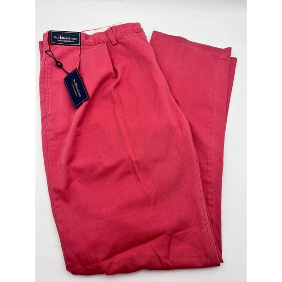 Polo Ralph Lauren Mens Coral Classic Pleated Fit Pants Sz 42T×36 Read - Picture 1 of 16